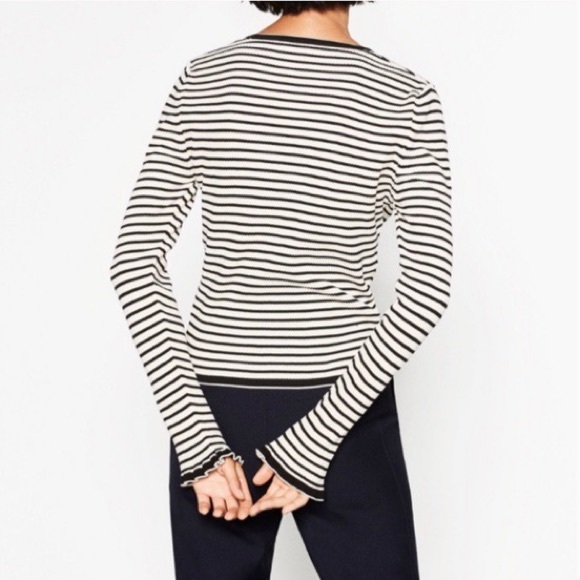 Zara knit black/cream striped cardigan - Picture 2 of 8